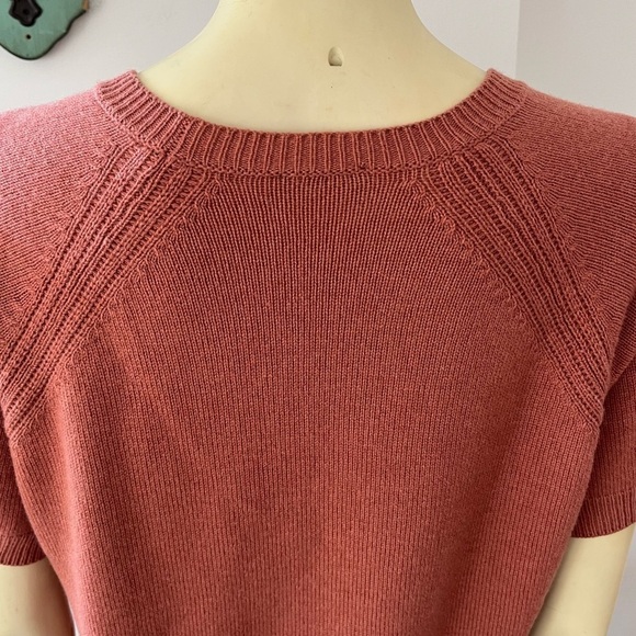 Peserico Tricot Women’s Short Sleeve Wool Silk Cashmere Sweater Blouse Top L - Picture 9 of 16